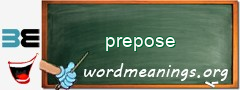 WordMeaning blackboard for prepose